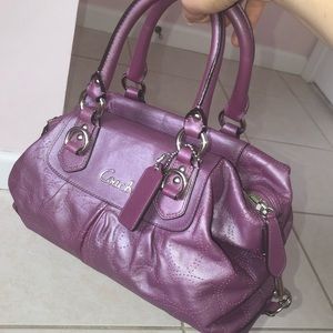 Purple Coach soft leather handbag